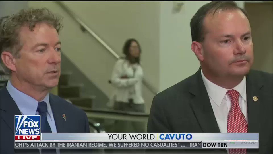 Republican senator Mike Lee blasts the Trump administrations post-Iran briefing, says they were told they could not dissent from Trump, couldn't debate it, and if Trump needed justification to go to war "I'm sure we could think of something"