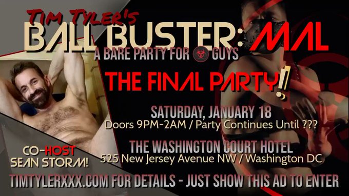 One week from tonight! @BallBusterParty @MAL2020. Come play with @TimTylerXXX and @StormEdgeXXX.  $2<a class="tags" target="_blank" title="On Twitter" href="/?out=eyJ0eXAiOiJKV1QiLCJhbGciOiJIUzUxMiJ9.eyJpYXQiOjE3MjE1ODYxODUsImlzcyI6InR3cG9ybnN0YXJzLmNvbSIsIm5iZiI6MTcyMTU4NjE4NSwiZXhwIjoxNzUzMTIyMTg1LCJyZWRpcmVjdF91cmwiOiJodHRwczovL3R3aXR0ZXIuY29tL0JhbGxCdXN0ZXJQYXJ0eSJ9.DKDMd3E-8P8gTCKc4Pw3GDPhZ7zXTjkGVJyrWl4LfA0zGupByU3-Lf6_0gzfse1Ug-kxA9tS1q0HrtGd5rpmcA">@BallBusterParty</a><a class="tags" target="_blank" title="On Twitter" href="/?out=eyJ0eXAiOiJKV1QiLCJhbGciOiJIUzUxMiJ9.eyJpYXQiOjE3MjE1ODYxODUsImlzcyI6InR3cG9ybnN0YXJzLmNvbSIsIm5iZiI6MTcyMTU4NjE4NSwiZXhwIjoxNzUzMTIyMTg1LCJyZWRpcmVjdF91cmwiOiJodHRwczovL3R3aXR0ZXIuY29tL01BTDIwMjAifQ.Z6Ngi209HKMUErL54JP6Sl-vfb5ur5BI9krAS3q-Ccx-pvezv1blftYTqTgVh5C_gpqz5fDu6KMraF-ZAXQQ2A">@MAL2020</a><a href="/tag/bbbh"class="tags"><span>#bbbh</span></a><a href="/tag/pozpride"class="tags"><span>#pozpride</span></a>