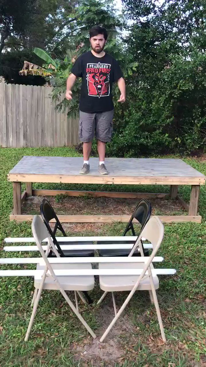 Front flip onto light tubes chairs ( GCW ALEX ZAYNE STYLE ) #superhumman #donttrythisathome #GCW