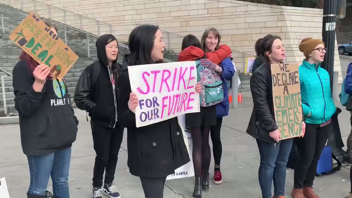 Unite behind the science! #ClimateActionNow Seattle City Hall Jan 17, 2020#FridaysForFuture #ClimateStrike #schoolstrike4climate