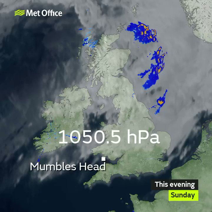So far Mumbles Head in Wales appears to have recorded the highest pressure during this current settled spell, with 1050.5 hPa earlier this evening. This remains a little short of the 1050.9 hPa recorded at Benbecula 16.1.1957, and the UK record of 1053.6 hPa, Aberdeen 31.1.1902