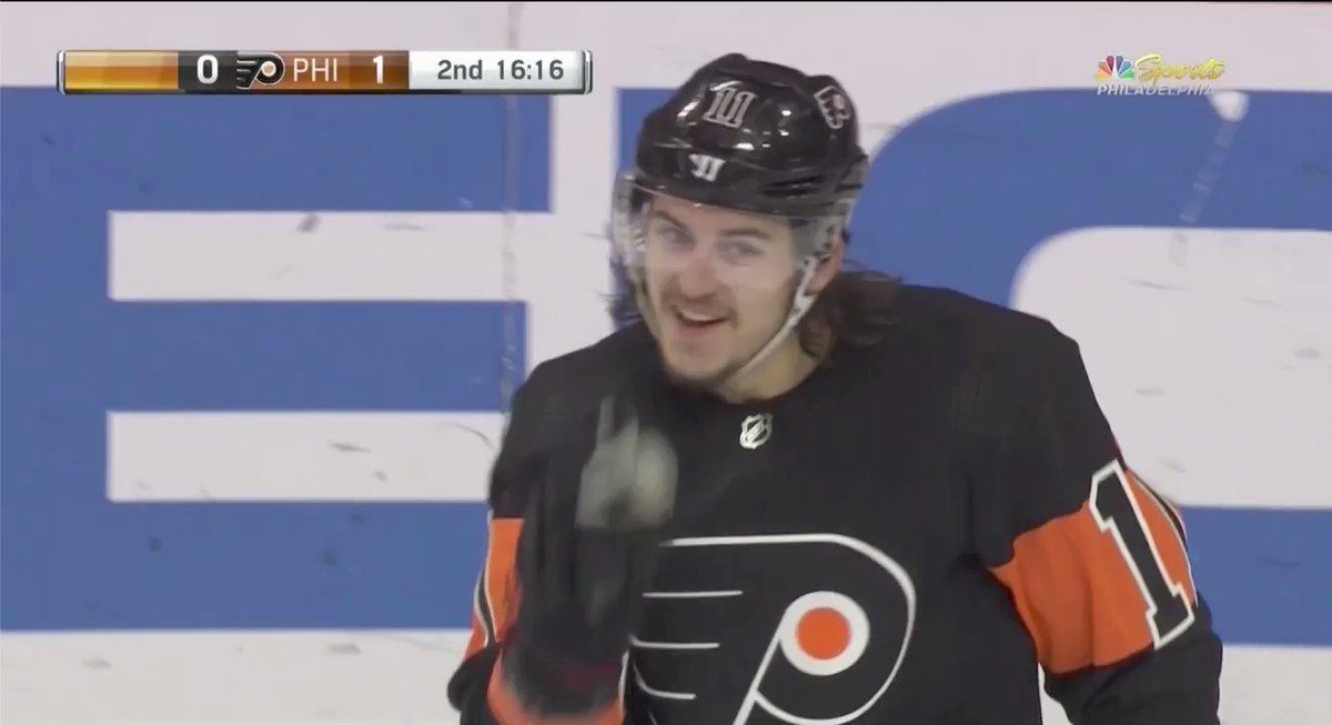 📢@NHLFlyers fans📢 @AntSanPhilly and @JoyOnBroad are going to be joined by not one. Not two. But THREE #Flyers players. Defenseman Matt Niskanen, Forward Joel Farabee, and... this guy: https://twitter.com/JoyOnBroad/status/1219233303104040967 …