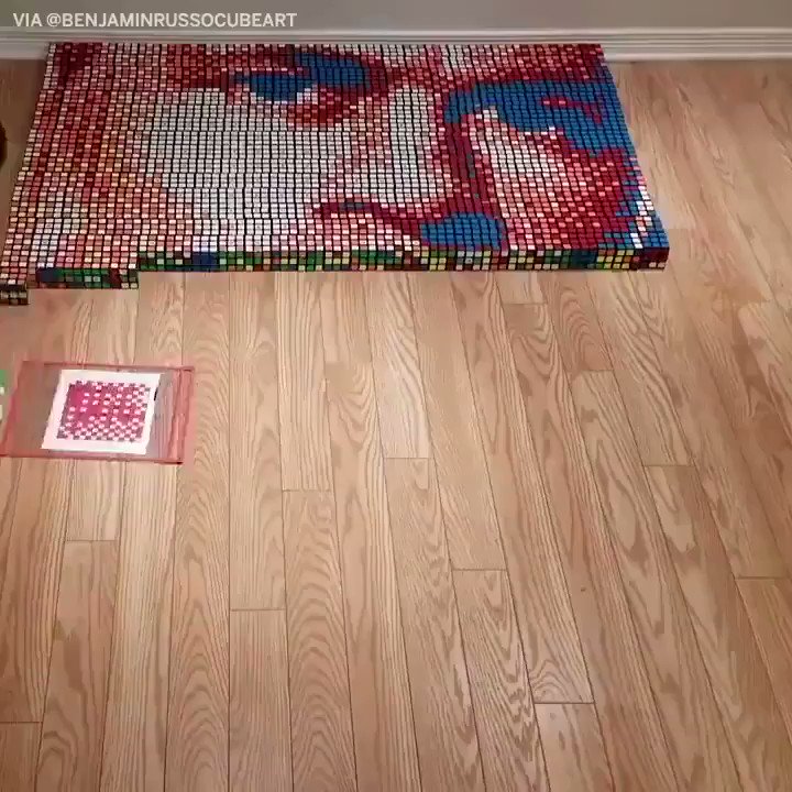"Dyslexia is not my disability. Dyslexia is my superpower."9-year-old Benjamin made a portrait of @JohnCena with 750 Rubik's cubes 😲👏