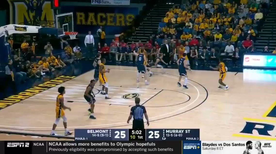 Tevin Brown gives his team the lead from a different zip code 👀🎯
#WeAreRacers🏇🏀