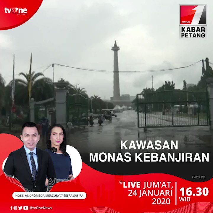Kawasan Monas Kebanjiran. Saksikan Kabar Petang jam 16.30 WIB di tvOne & streaming tvOne connect, android http://bit.ly/2EMxVdm & ios http://apple.co/2CPK6U3 #KabarPetangtvOne