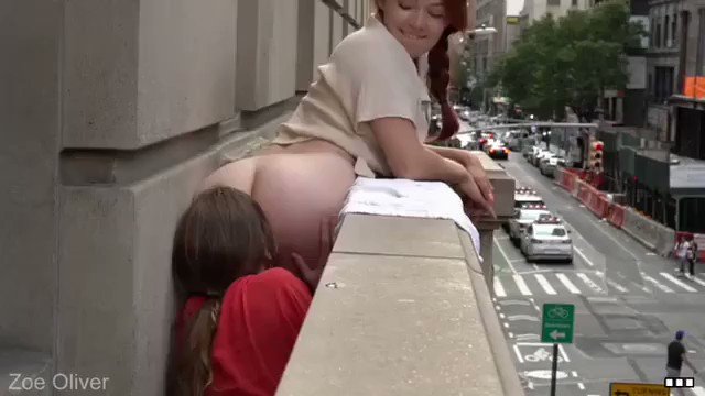 Eating a sweet ass in the balcony 