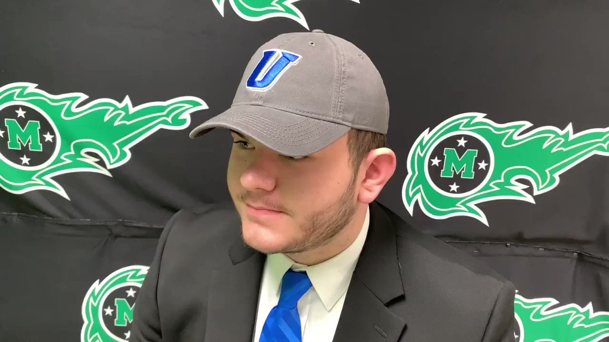 .@MasonCometsFB offensive lineman Jackson Norman talks with digital reporter Mallory Hill about his decision to continue his academic and athletic career at @UrbanaU_Sports