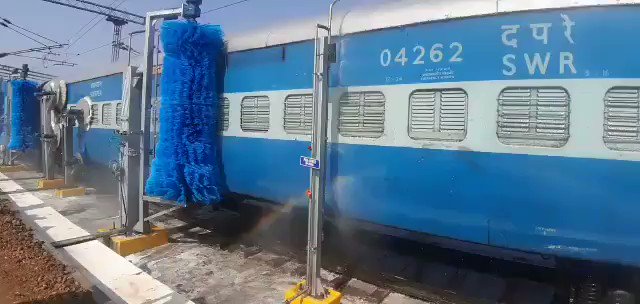 Take a look at Karnataka's first Automatic Railway Coach Washing Plant installed at Bengaluru City Railway Station.Reducing water, cost, time & manpower required, the plant paves the way for clean coaches for passengers in an efficient & eco-friendly manner.