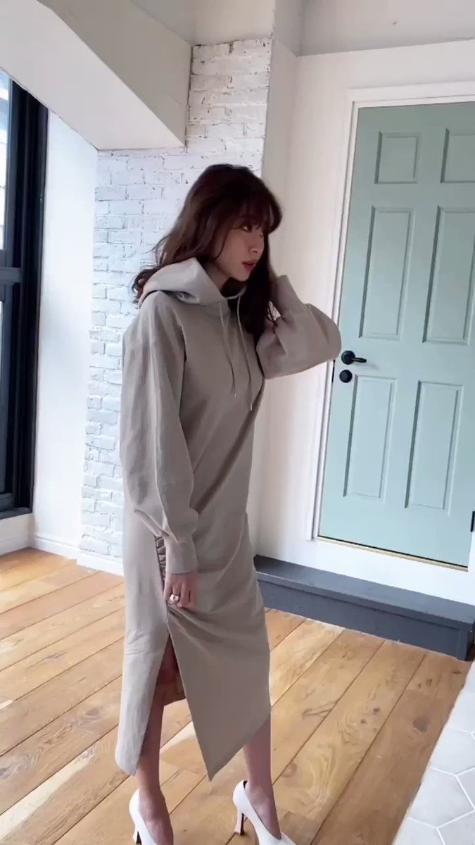 her lip to Dropped Shoulder Hoodie Dress