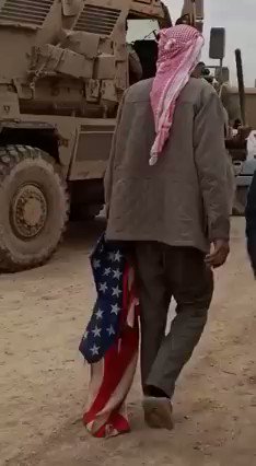 Today after some clashes between Syrian backed Militias and US army a #Syrian person tells US army soldiers “what are you doing in our country? Why you are here?” #Syria #US