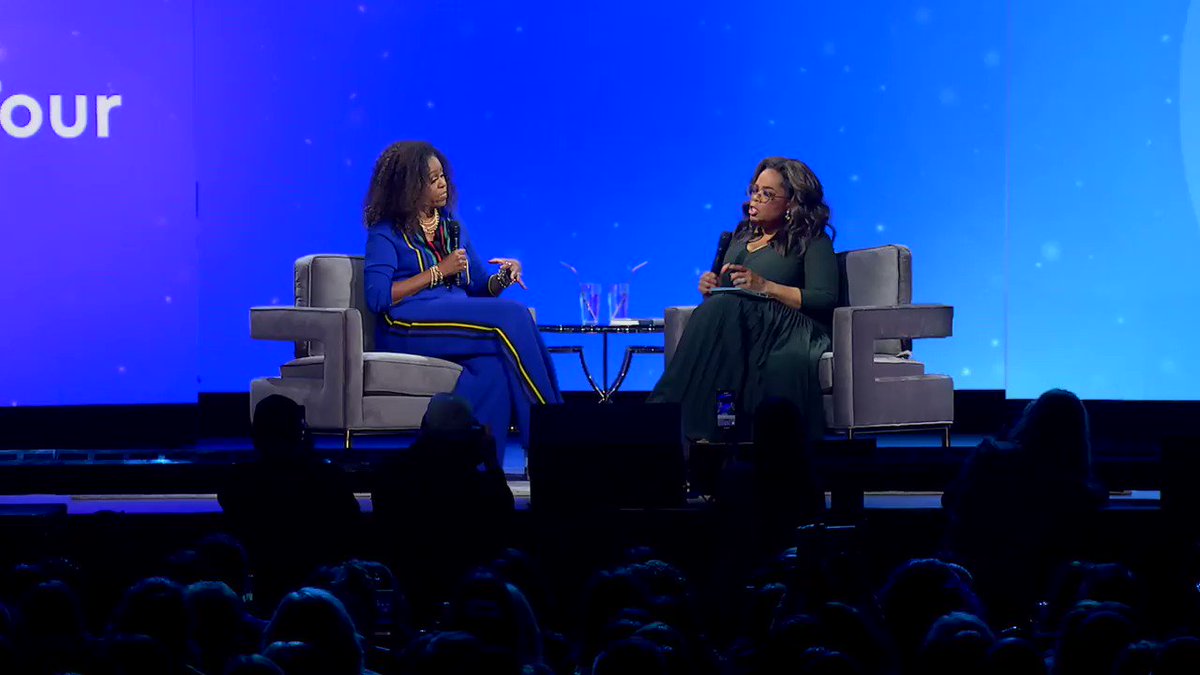 My conversation with @michelleobama showed me it is an extraordinary time to be a strong, confident, assured, and above all else, well woman. Thank you for filling us up. Watch the entire interview here: https://www.facebook.com/oprahwinfrey/videos/3016320348412548/ … #Oprahs2020VisionTour