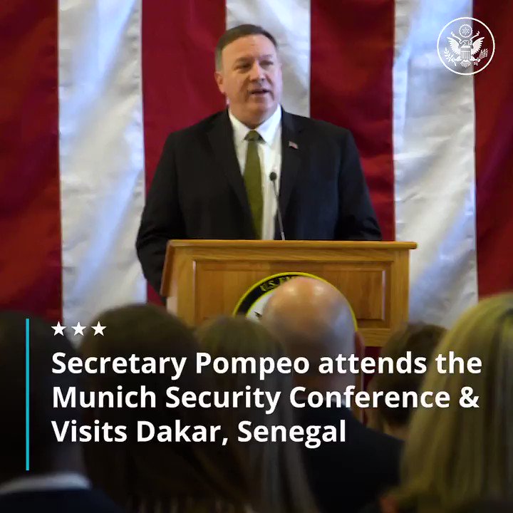 Incredible start to a diverse trip. The Munich Security Conference provided an invaluable opportunity to discuss our #SharedSecurity with my counterparts, and my stop in #Senegal was an unforgettable start to my first official visit to West Africa.