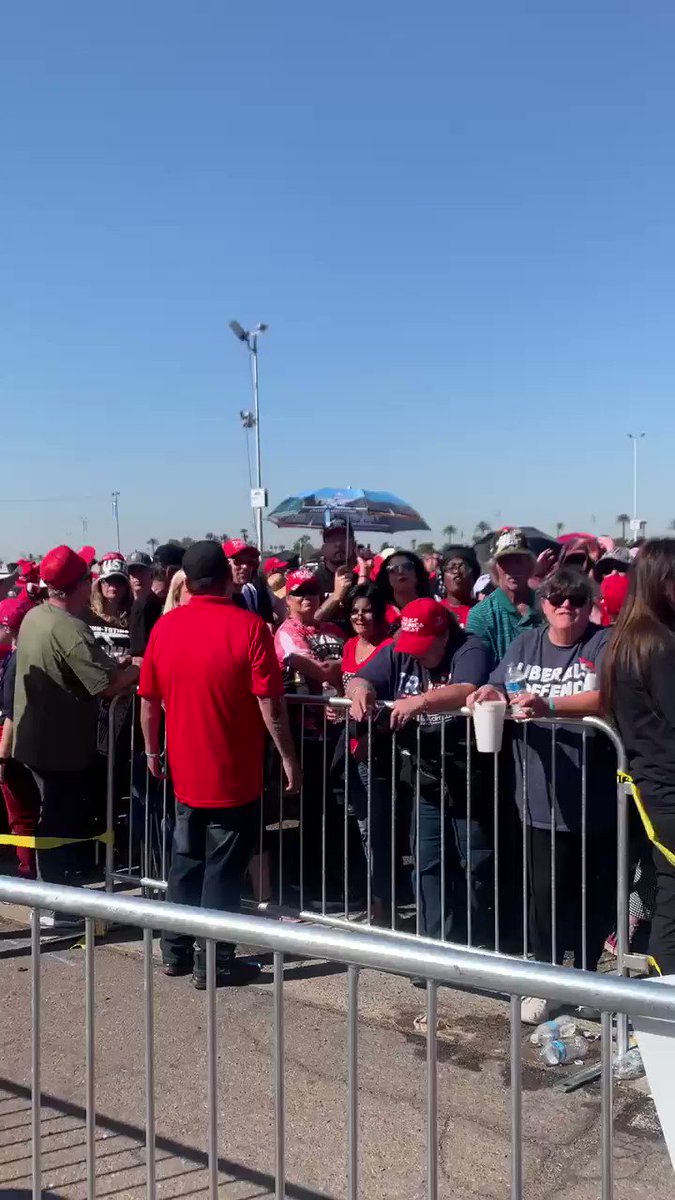 Arizona loves Trump! A revved up crowd braving the sweltering sun and chanting “Four more years!” here in Phoenix as we await the 7pm start of @realDonaldTrump’s rally. @OANN #OAN