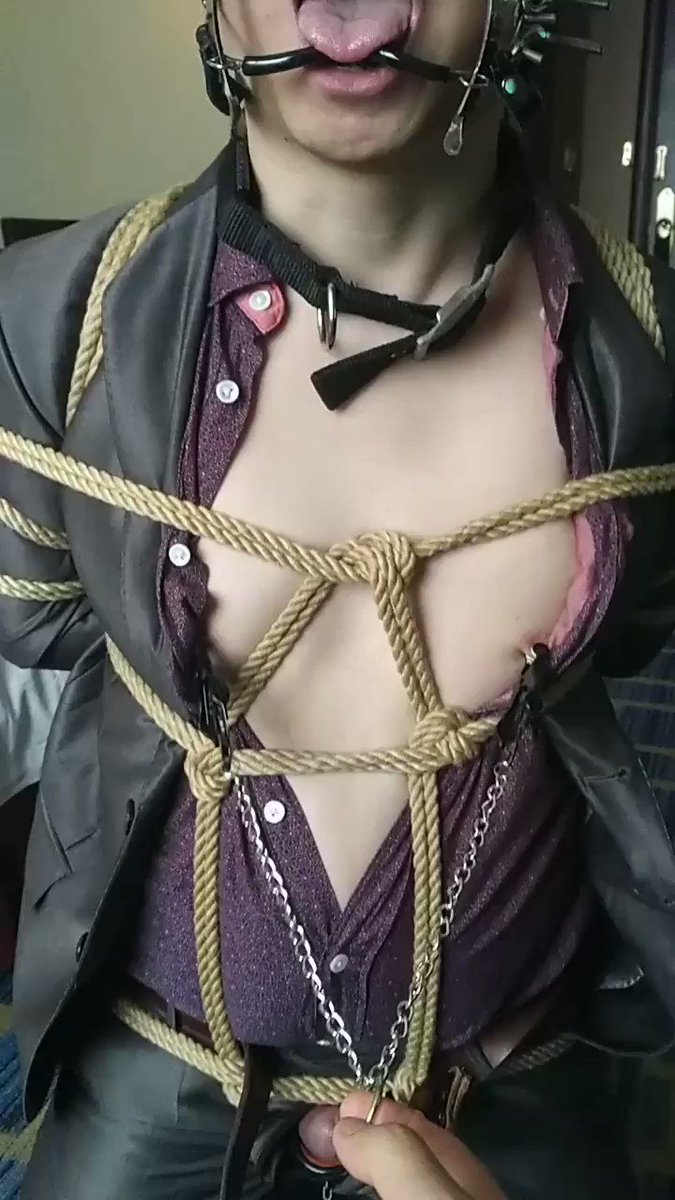 乳夹连着咪咪🐔狠狠拽,西装奶狗🐶爽的不要不要的……😄😄有很多朋友想看训狗🐶的(下次呗),有好的意见可以谈谈