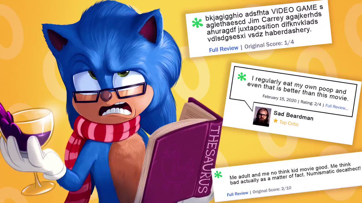 Brock Baker (@BrockBaker) on Twitter photo 24/02/2020 17:49:59 Dramatic Readings of 'Sonic The Hedgehog' Movie Reviews. #SonictheHedgehog #Sonic #SonicMovie Dramatic Readings of 'Sonic The Hedgehog' Movie Reviews. #SonictheHedgehog #Sonic #SonicMovie
