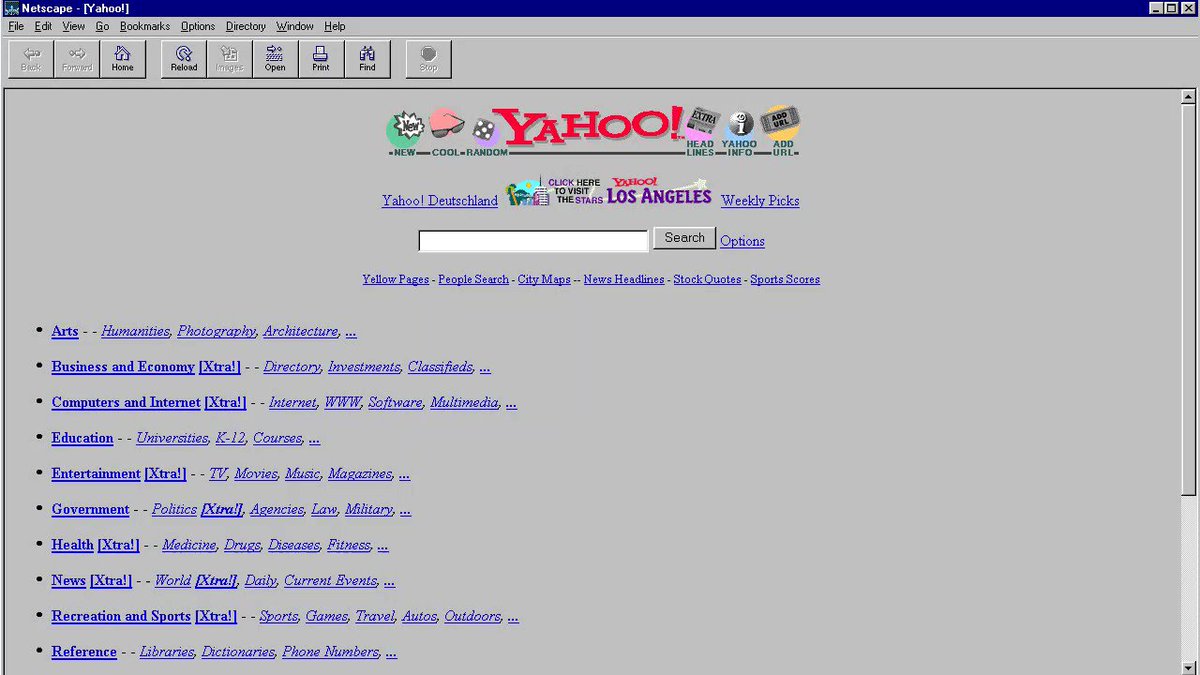 Yahoo website in 1996:
https://t.co/4Y6ANS3M62