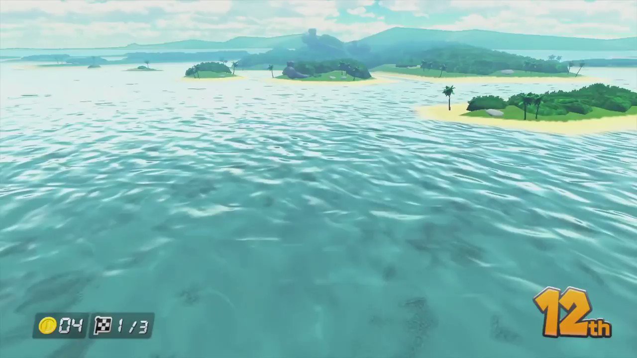 Supper Mario Broth on Twitter: "In the Sunshine Airport track in Mario Kart  8/Deluxe, veering to the right during the second glider section shows  oddly-shaped rocks in the distance (left, circled). A