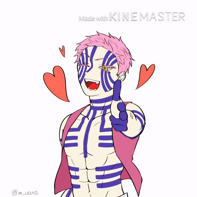 도리 ドリさんがTwitterに投稿した猗窩座(鬼滅の刃)のイラスト。