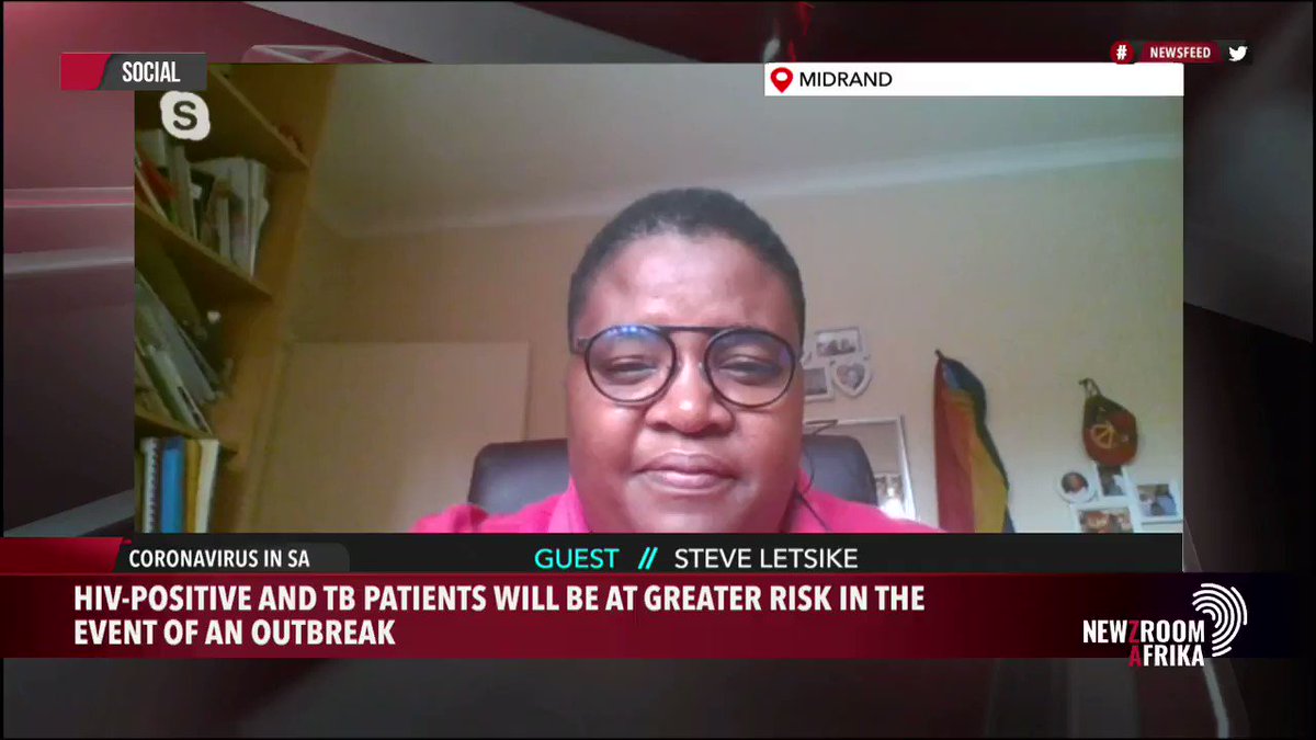 Watch the SANAC CSF Chairperson, Steve Letsike's interview on #NewzroomAfrika this morning where she talks about the Council's concerns for people living with HIV & TB in the wake of the ensuing #coronavirus (#COVID19) outbreak. @CsfSanac @HealthZA @nicd_sa