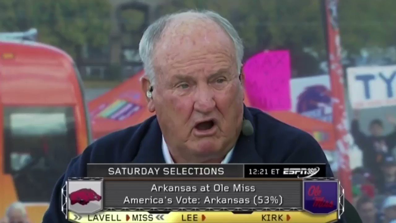  Arkansas shot their wad last week  Happy 87th birthday to the legend Lee Corso

