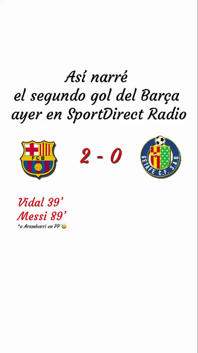 #YoNarroEnCasa
Segundo gol del Barcelona en el #BarçaGetafe de la última jornada de la pasada liga. Lo narré en el carrusel de SportDirect Radio.
