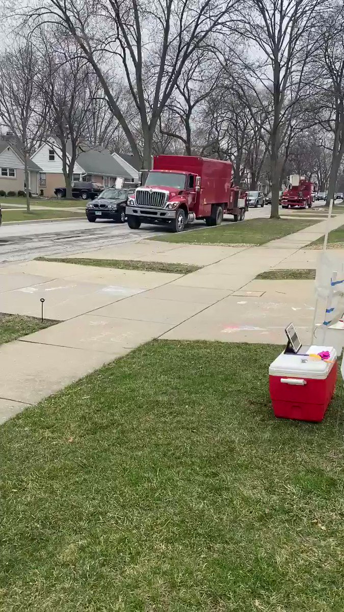 K teachers and aides and others drove by the houses of all our K students to show them how much they are missed. #onecommunity #olwwildcatpride
