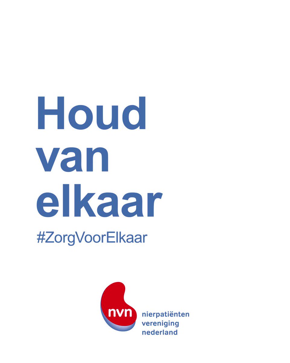 NVN (@NierpatientenNL) on Twitter photo 2020-03-30 08:42:37 In deze roerige tijden moeten we er meer dan ooit voor elkaar zijn. Voor de ouderen en ook voor onze landgenoten in vitale beroepen. Door fysiek wat meer afstand van elkaar te houden, redden we mensenlevens. Sluit je aan bij deze boodschap en houd afstand. #ZorgVoorElkaar In deze roerige tijden moeten we er meer dan ooit voor elkaar zijn. Voor de ouderen en ook voor onze landgenoten in vitale beroepen. Door fysiek wat meer afstand van elkaar te houden, redden we mensenlevens. Sluit je aan bij deze boodschap en houd afstand. #ZorgVoorElkaar