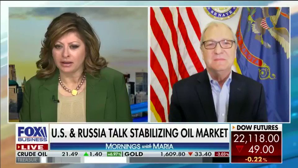 Had an encouraging conversation with @POTUS @realDonaldTrump about the oil price war last night. I told him we should not keep armed forces in Saudi Arabia protecting their oil assets while the Kingdom declares war on our oil producers.
Let's put American energy first.