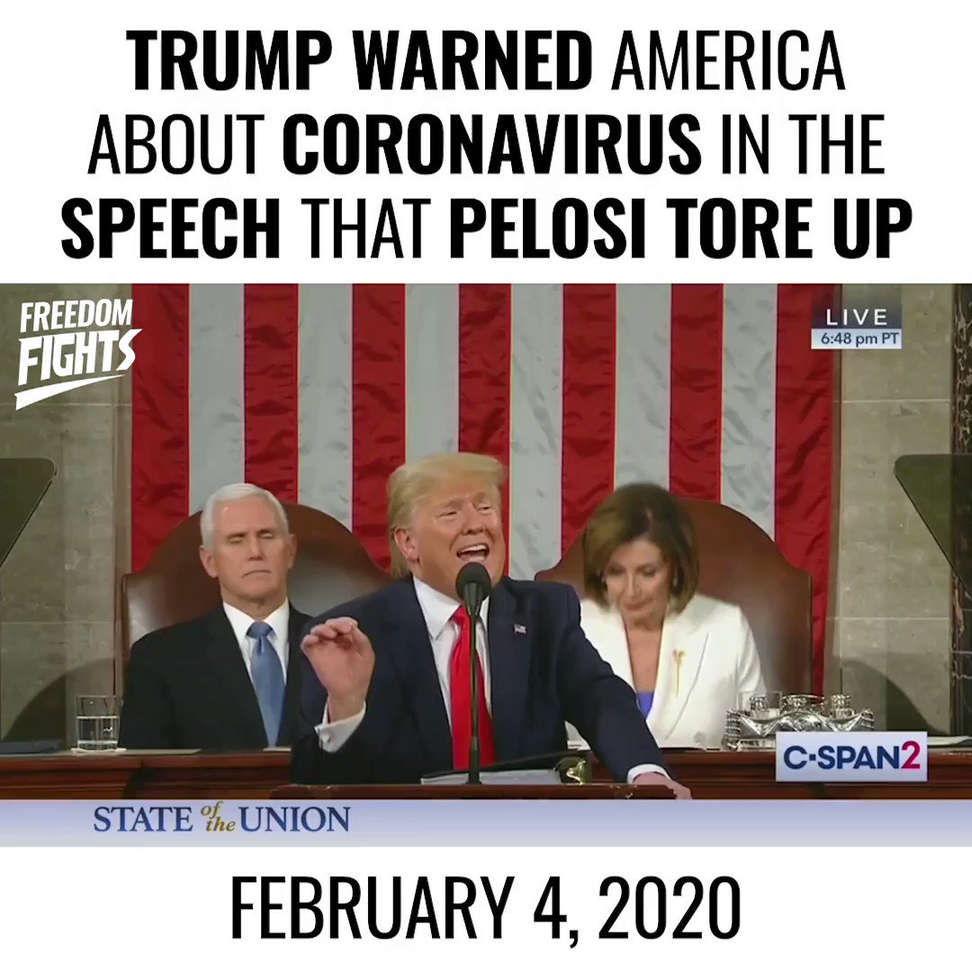 President Trump has been ahead of the curve on Coronavirus since day one
Pelosi on the other hand was more focused on impeachment & partisan theatrics
Trump gave a speech on protecting America from this and she tore it up
Ask yourself—why is that?
🤔