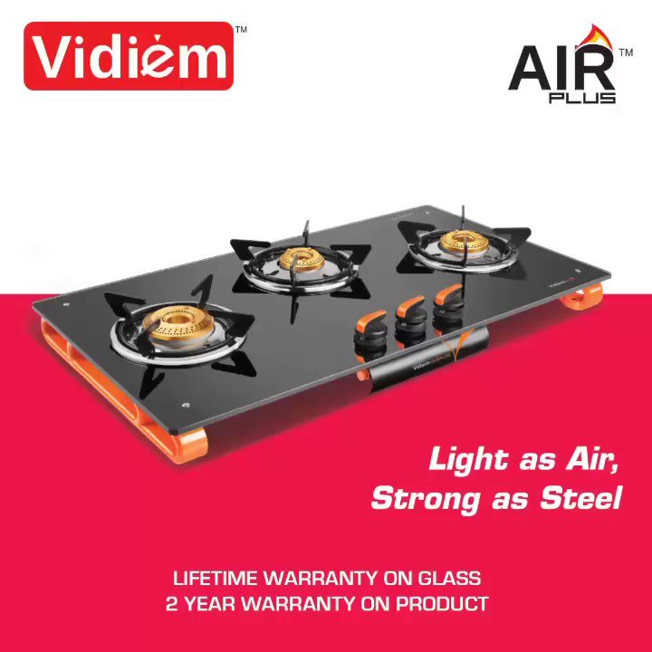 vidiem air plus 3 burner glass top gas stove