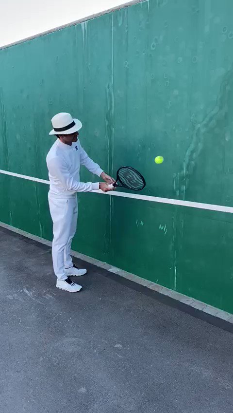 Here’s a helpful solo drill. Let’s see what you got! Reply back with a video and I’ll provide some tips. Choose your hat wisely 🎩😉👊 #tennisathome