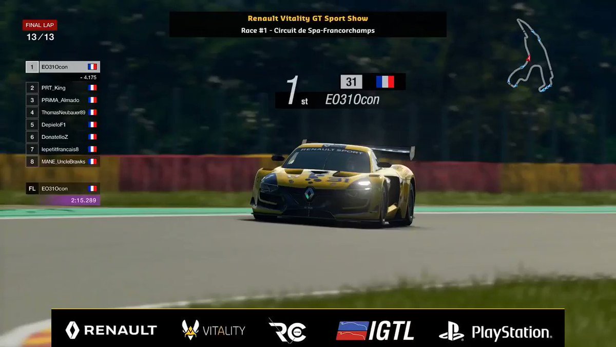 King of the Spa, @OconEsteban takes P1 in race 1 🎖️#RVGTshow #RSspirit #VforVictory @RenaultF1Team https://t.co/Bv0UrM83bg