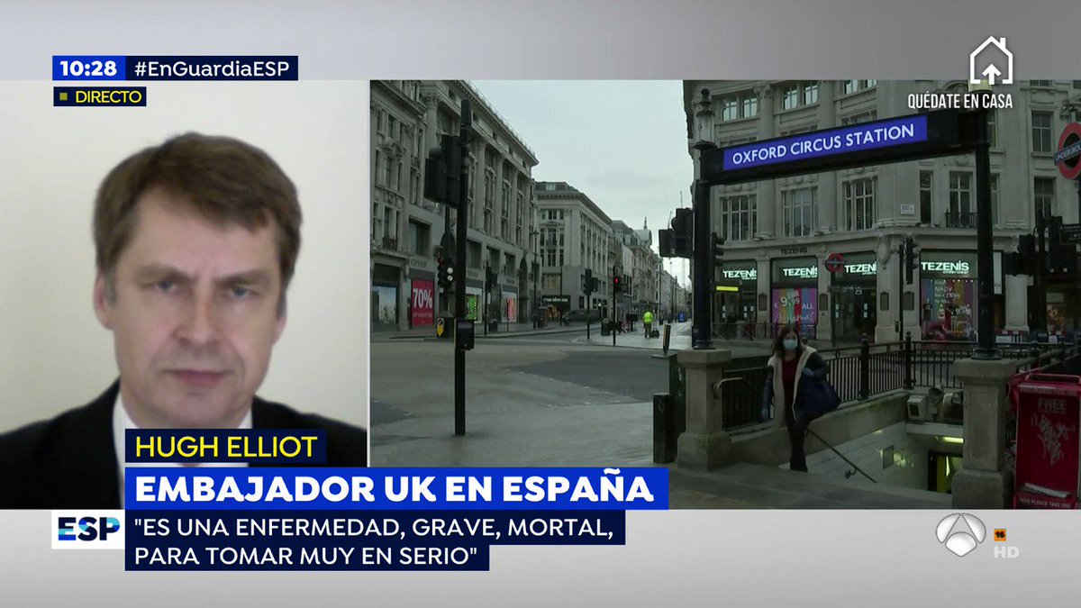 🔴@HughElliottUK: "En Reino Unido hemos tomado medias muy drásticas, como ha hecho España"
#EnGuardiESP
▶http://atres.red/ajle2