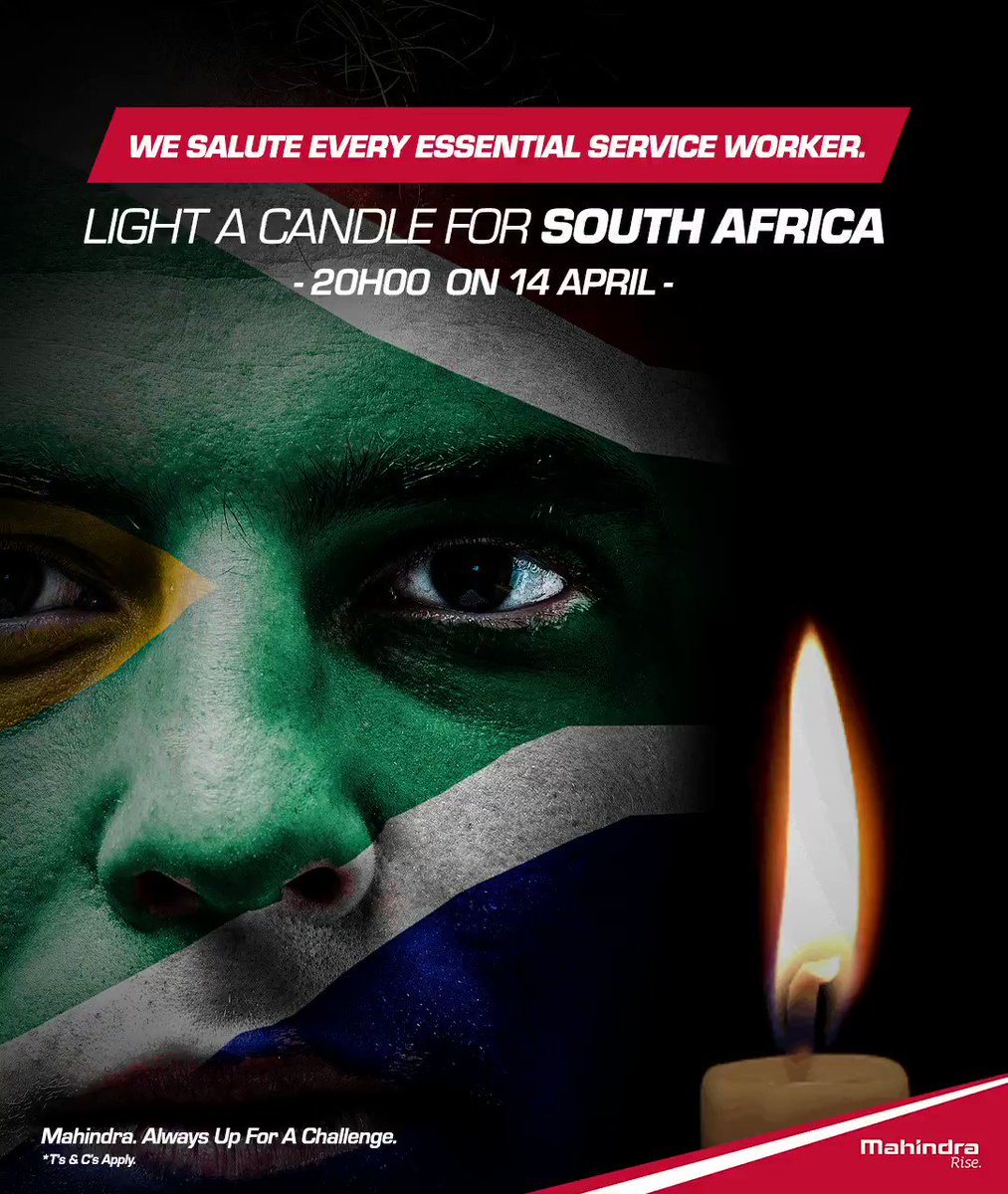 The candle is a symbol of hope. It drives out darkness and instills light in the lives of South Africa. The heroes @Mahindra_SA wants to salute resemble hope and what a candle means at this time. Just like candles, they burn themselves up to give others light.🕯️#WithYouAlways