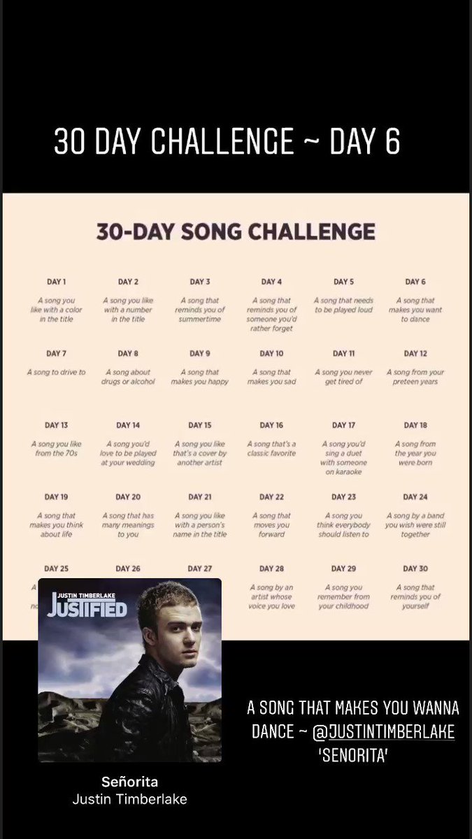 Huntar On Twitter 30 Day Challenge Day 6 H A Song That Makes You Want To Dance Jtimberlake Senorita Cover Coming 6 7pm Uk Time Follow My 30 Day Playlist Here
