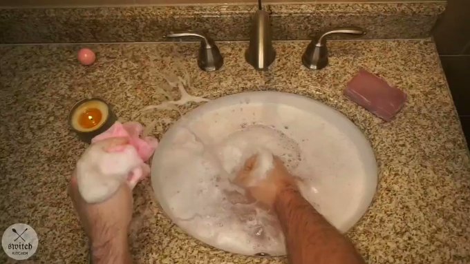 "Squirting Hard while playing with new Scrub Toy." Our @scrubhubtv submission. 

#scrubhub #WashYourHands