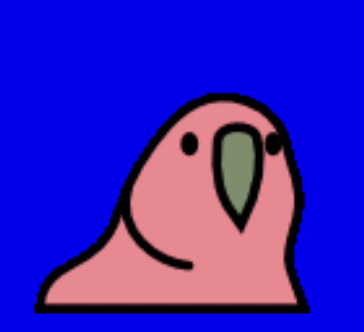 たちも Kinemasterでparty Parrot作ろうと思ってる方へ Kinemasterではgif は貼れないので Cutecutというアプリでこんな感じのクロマキー素材の動画作りましょう Cutecutはgif貼れます んで Kinemasterでクロマキー動画を貼ってクロマキーってやつを押せ