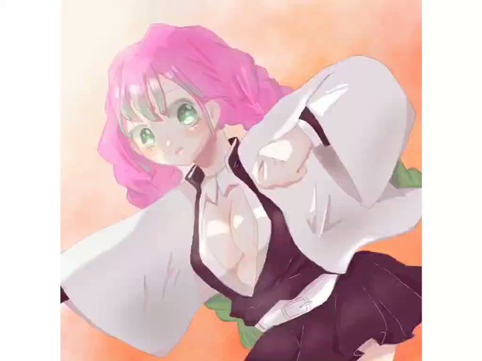 marinさんがTwitterに投稿した甘露寺蜜璃(鬼滅の刃)のイラスト。