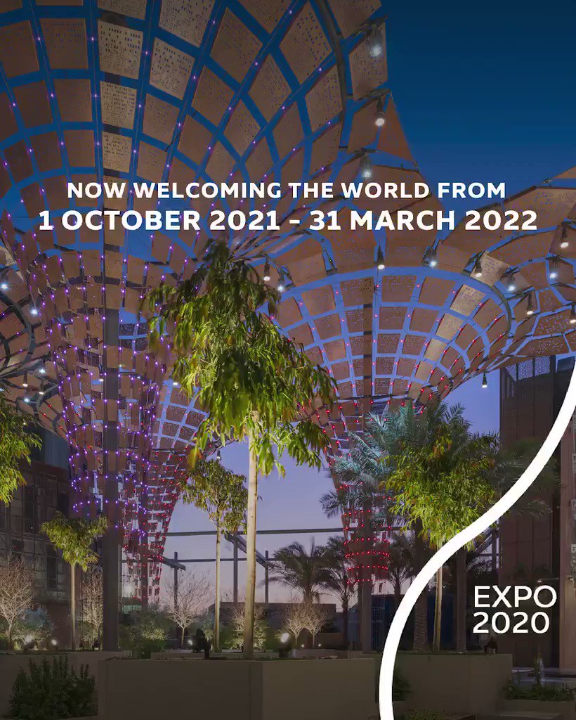 Expo 2020 Dubai will now welcome the world from 1 October 2021 until 31 March 2022. As a Premier Partner, we look forward to working together with @Expo2020Dubai to showcase new ways of thinking that will shape our post-pandemic world at a time when it will be most needed. https://t.co/38BPRVAI9s