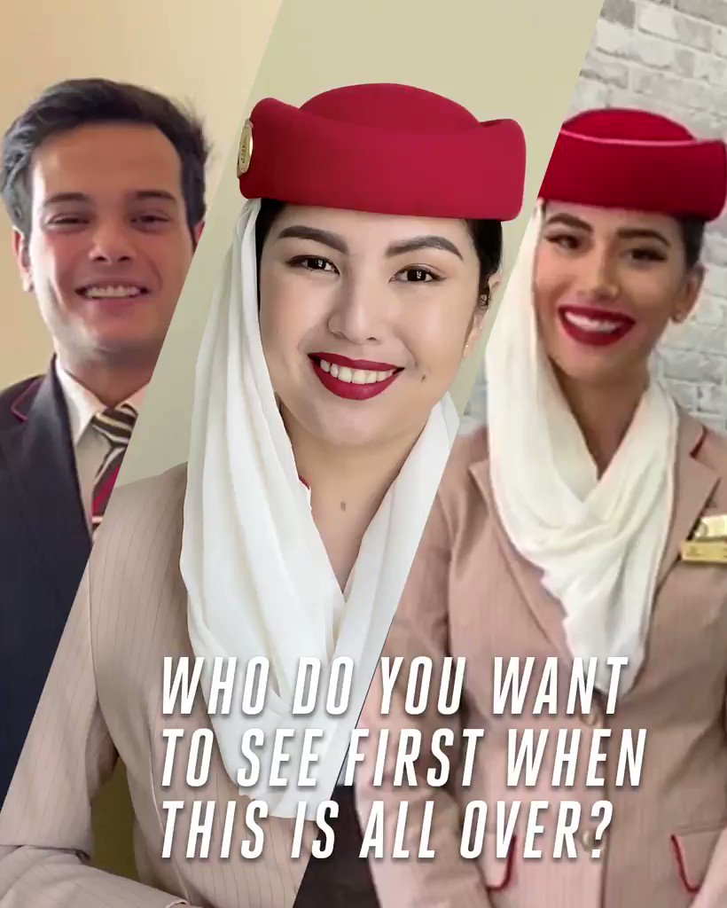 Family. Friends. Your hairdresser. Who do you want to see first when this is all over?
#EmiratesAirline #WhenThisIsAllOver #FlyEmiratesFlyBetter https://t.co/0KSvaqwJAA