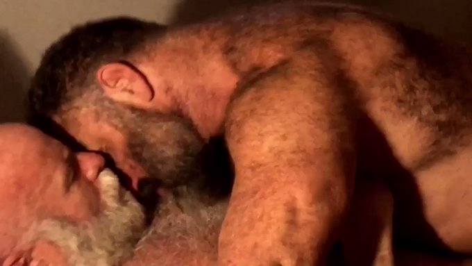 Love sucking face and gnawing on this Daddies course whiskers and dense carpet of man fur... #hairybears