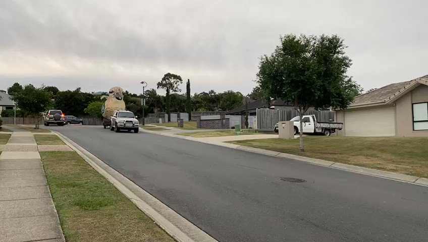 So my Dad made good use of his time in lockdown and built a huge laughing Kookaburra. https://t.co/UGVC4dZsCL