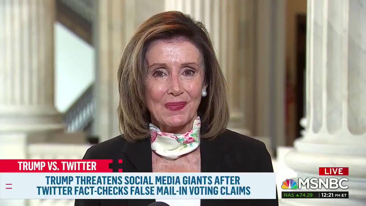 Nancy Pelosi (@TeamPelosi) on Twitter photo 2020-05-28 17:16:27 Everything Trump does is a distraction. He wants you to focus on anything other than the pain of 100,000 U.S. deaths and the 41 million jobless claims since the start of the #coronavirus crisis. Hes been an astronomical failure and a terrible example who must be voted out. Everything Trump does is a distraction. He wants you to focus on anything other than the pain of 100,000 U.S. deaths and the 41 million jobless claims since the start of the #coronavirus crisis. Hes been an astronomical failure and a terrible example who must be voted out.