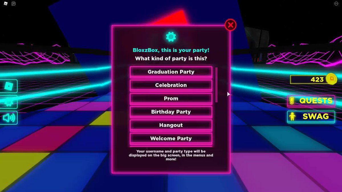 Bloxy News On Twitter When Creating A Vip Server You Are Able To Edit What Type Of Party You Are Hosting Which Will Make It Appear On The Big Screen Https T Co 7nfuescp0j