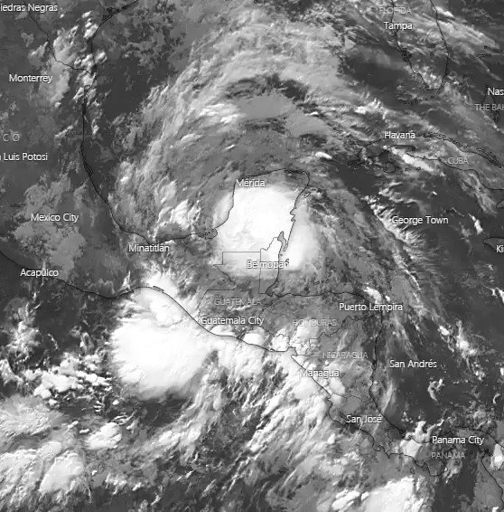 Image for the Tweet beginning: Tropical Depression Three spinning in