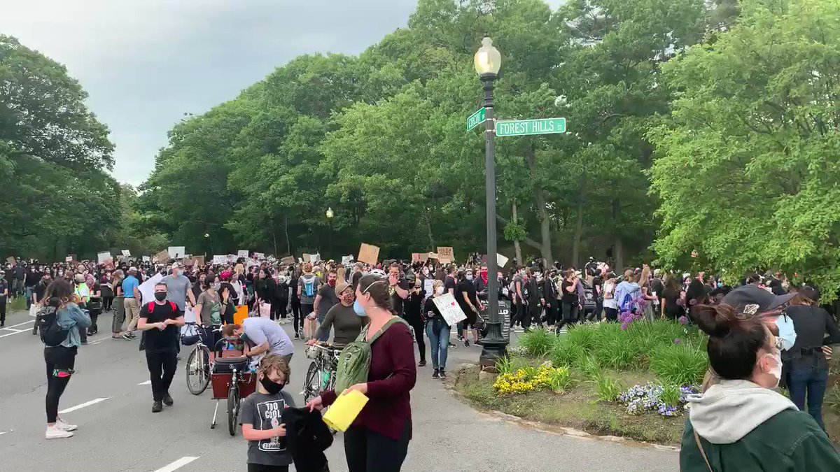 A scene from the #BostonProtest earlier today at Franklin Park. Peaceful, diverse, solemn, inspiring crowd of 10,000+. Thank you to the organizers for bringing people together to say #BlackLivesMatter. #mapoli https://t.co/W77EpQTCAJ