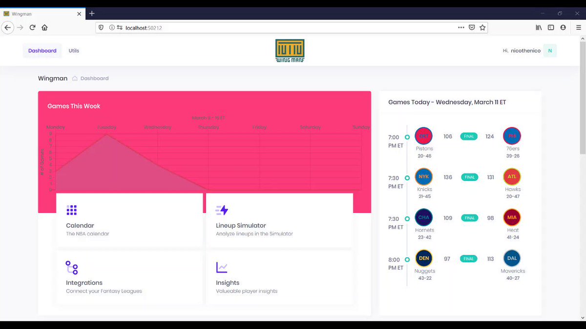 This pandemic jump-started my web dev journey. Here's a sneak peak of my Wingman app project for my NBA fantasy manager friends. #webdevnewbie #aspnetcore #blazor #nbafantasy #ntnworks #ntnworkswingman https://t.co/VhiZQ5QyRl