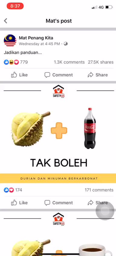 Pantang larang selepas makan durian