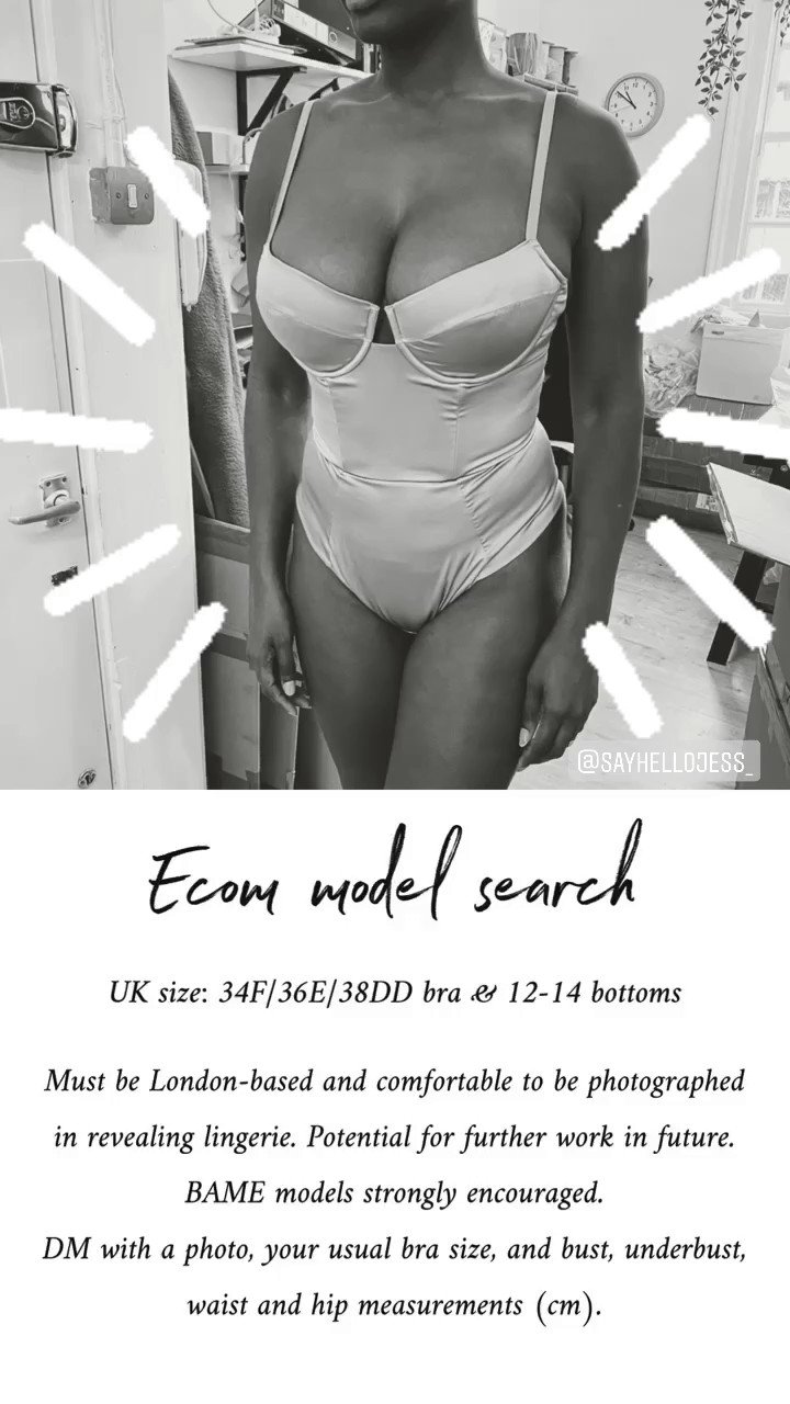 Studio Pia on X: "Ecom model search... UK size: 34F/36E/38DD bra & 12-14  bottoms. Must be London-based. Potential for further work in future. Face  will be cropped out. BAME models strongly encouraged.