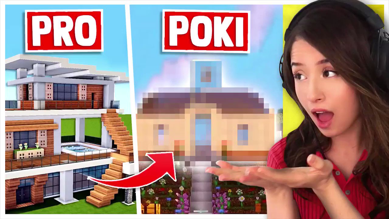 pokimane on X: my first time building an entire house on minecraft 🥰 a  lot of time, blood, sweat, tears, and toast's iron went into this.. 😤  watch ➡️   /